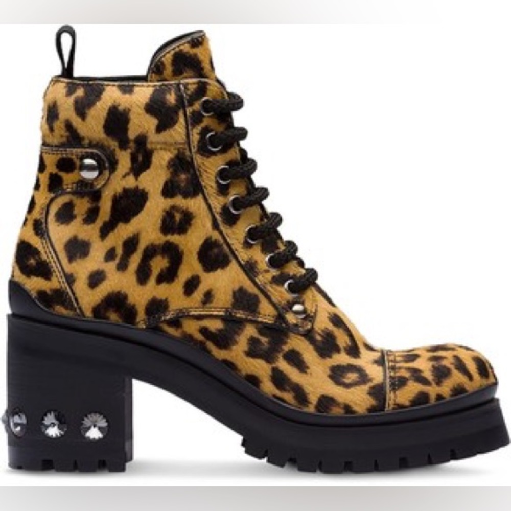 Miu Miu Leopard Print Embellished Boots